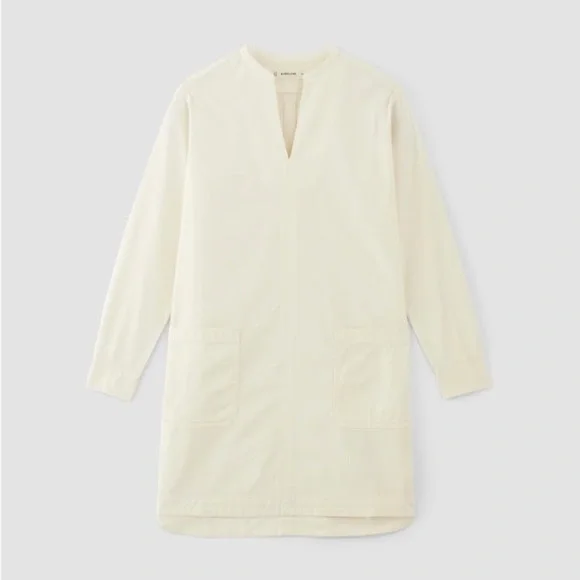 🎀 NWT EVERLANE organic cotton The Long-Sleeve Utility Mini Dress XS in bone - Picture 15 of 16